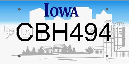 CBH494 Iowa License Plate