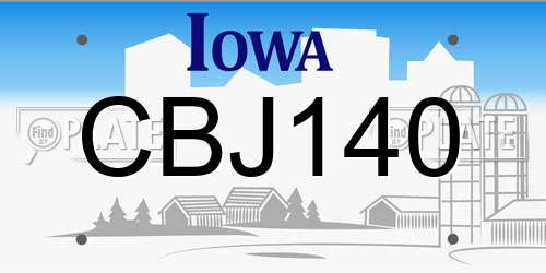 CBJ140 Iowa License Plate
