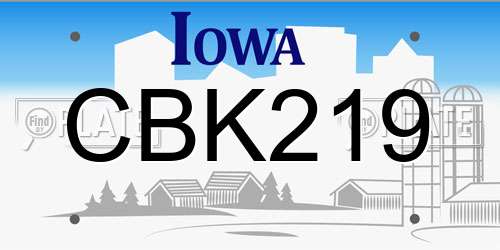CBK219 Iowa License Plate