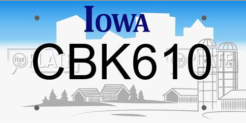 CBK610 Iowa License Plate