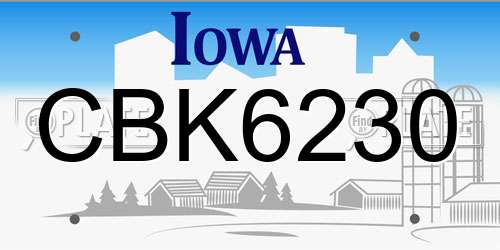 CBK6230 Iowa License Plate