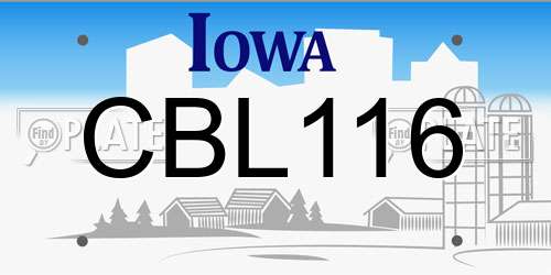 CBL116 Iowa License Plate