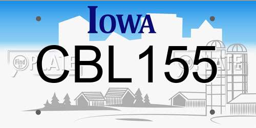 CBL155 Iowa License Plate