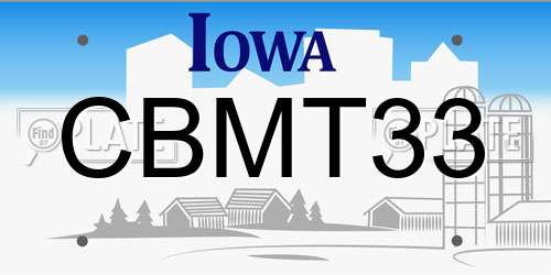 CBMT33 Iowa License Plate