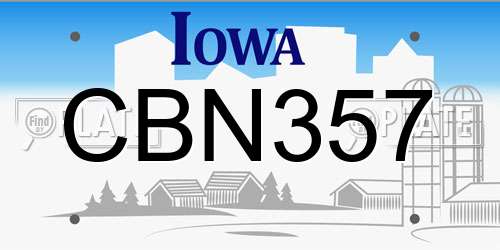 CBN357 Iowa License Plate