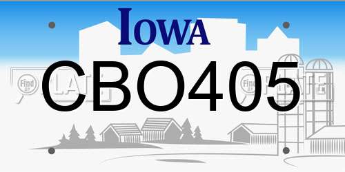 CBO405 Iowa License Plate