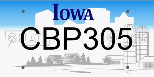 CBP305 Iowa License Plate