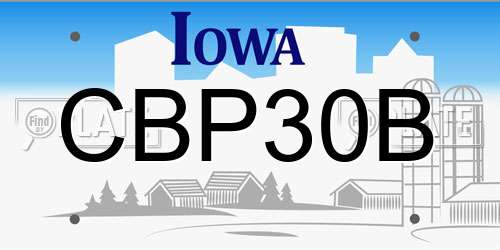 CBP30B Iowa License Plate
