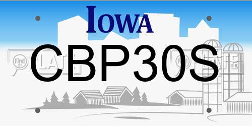 CBP30S Iowa License Plate