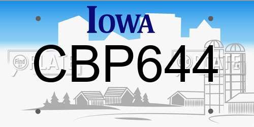 CBP644 Iowa License Plate