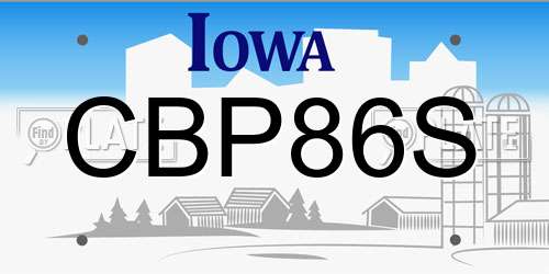 CBP86S Iowa License Plate