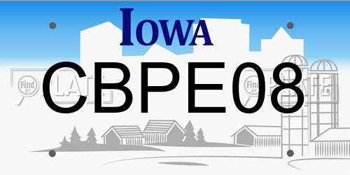 CBPE08 Iowa License Plate