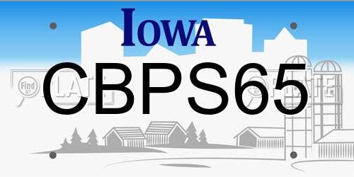 CBPS65 Iowa License Plate