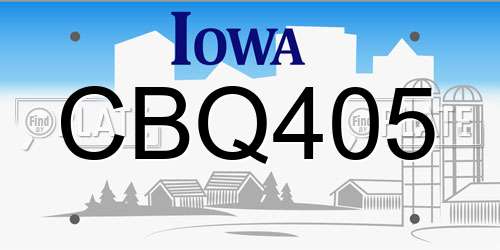 CBQ405 Iowa License Plate