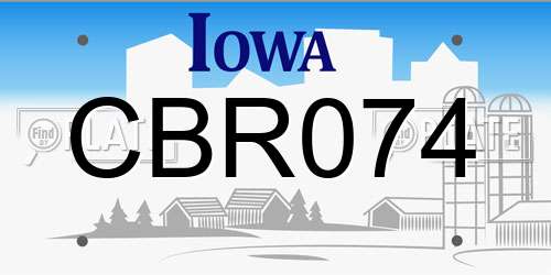 CBR074 Iowa License Plate