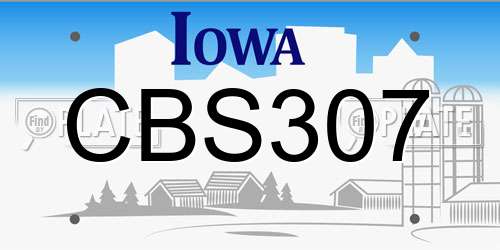 CBS307 Iowa License Plate
