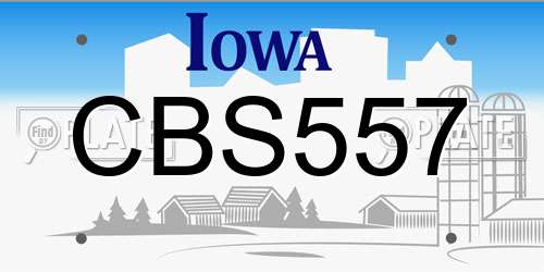 CBS557 Iowa License Plate