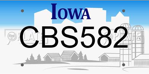 CBS582 Iowa License Plate