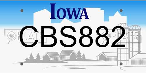 CBS882 Iowa License Plate