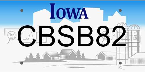 CBSB82 Iowa License Plate