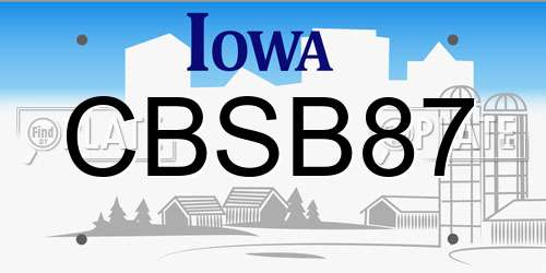 CBSB87 Iowa License Plate