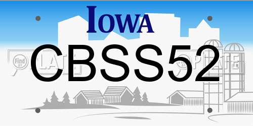 CBSS52 Iowa License Plate