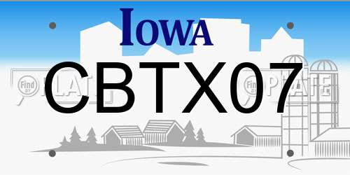 CBTX07 Iowa License Plate