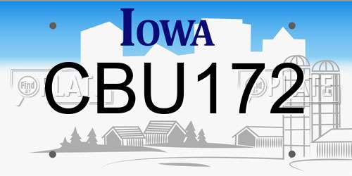 CBU172 Iowa License Plate