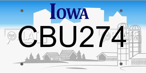 CBU274 Iowa License Plate