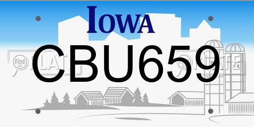 CBU659 Iowa License Plate