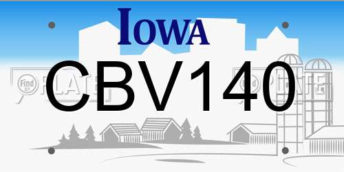 CBV140 Iowa License Plate