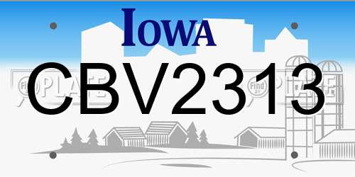 CBV2313 Iowa License Plate