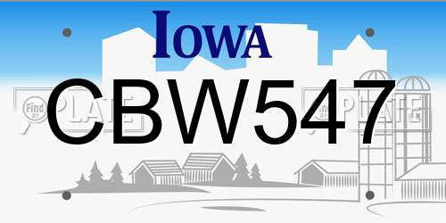 CBW547 Iowa License Plate