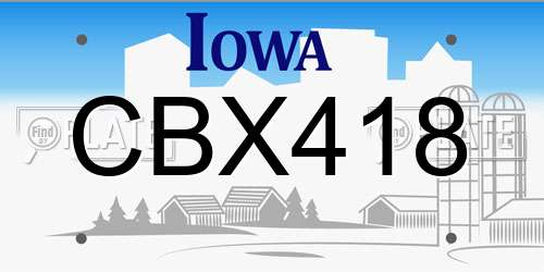 CBX418 Iowa License Plate