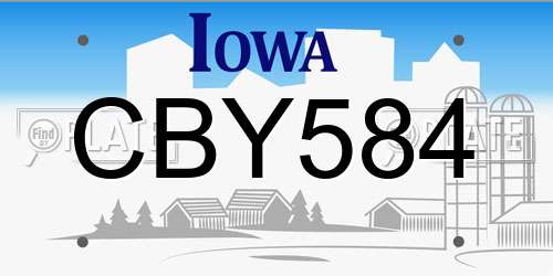 CBY584 Iowa License Plate