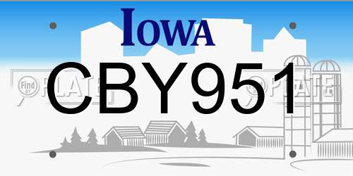 CBY951 Iowa License Plate