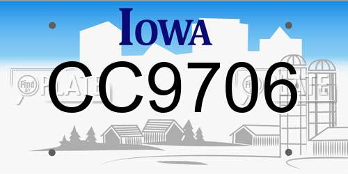 CC9706 Iowa License Plate