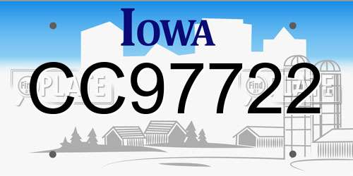 CC97722 Iowa License Plate