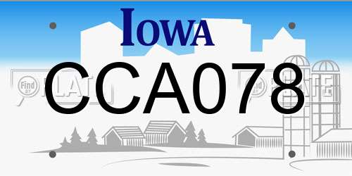 CCA078 Iowa License Plate