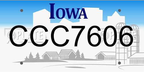 CCC7606 Iowa License Plate