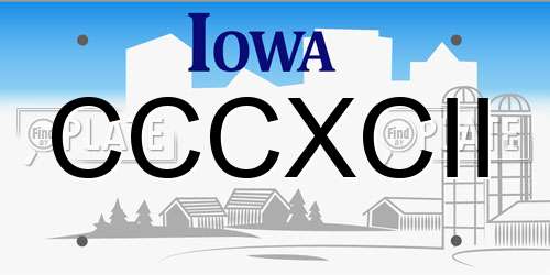 CCCXCII Iowa License Plate
