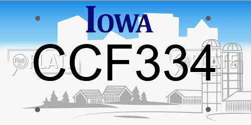 CCF334 Iowa License Plate