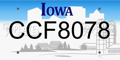 CCF8078 Iowa License Plate