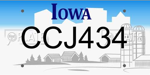 CCJ434 Iowa License Plate