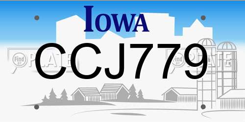 CCJ779 Iowa License Plate