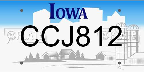 CCJ812 Iowa License Plate