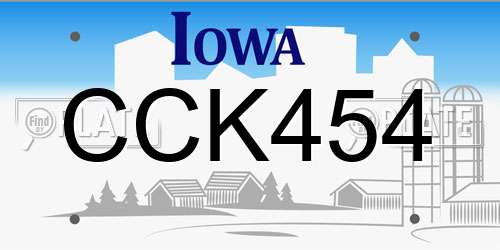 CCK454 Iowa License Plate
