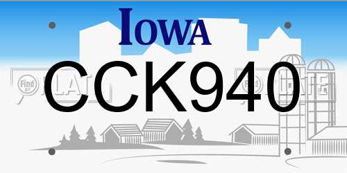 CCK940 Iowa License Plate