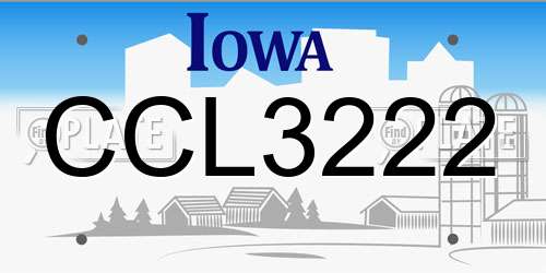 CCL3222 Iowa License Plate