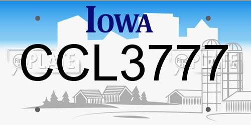 CCL3777 Iowa License Plate